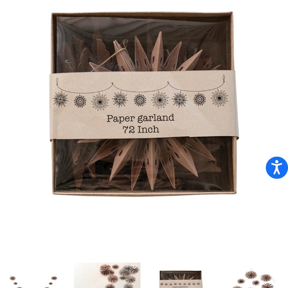 New Creative Co-op snowflake garland Kraft paper - Picture 2 of 4